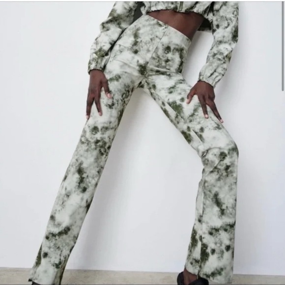 Zara Pants - ZARA Stylish Green Tie-Dye Women's Pants medium